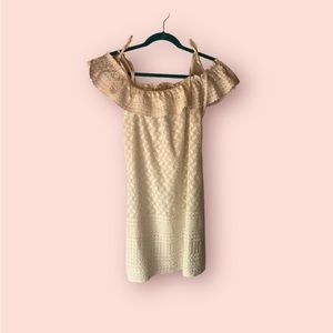 Paloma Blue Tie Spaghetti Strap Off the Shoulder Dress Off-White/Cream M‎